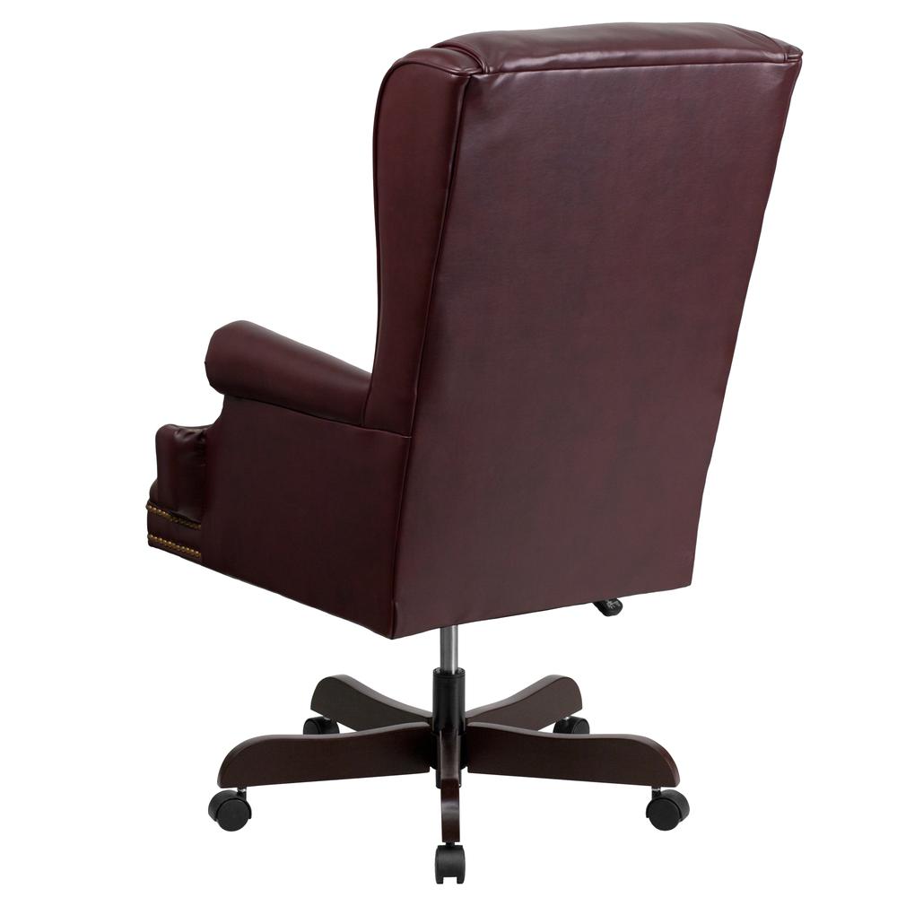 High Back Traditional Tufted Burgundy LeatherSoft Executive Ergonomic Office Chair with Oversized Headrest & Arms. Picture 3