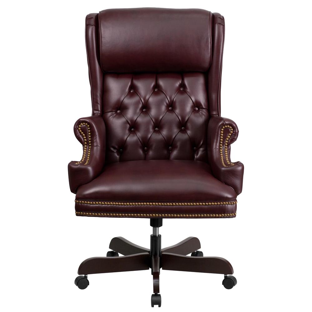 High Back Traditional Tufted Burgundy LeatherSoft Executive Ergonomic Office Chair with Oversized Headrest & Arms. Picture 4