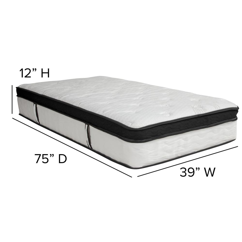 Capri Comfortable Sleep 12 Inch CertiPUR-US Certified Memory Foam & Pocket Spring Mattress, Twin Mattress in a Box. Picture 2