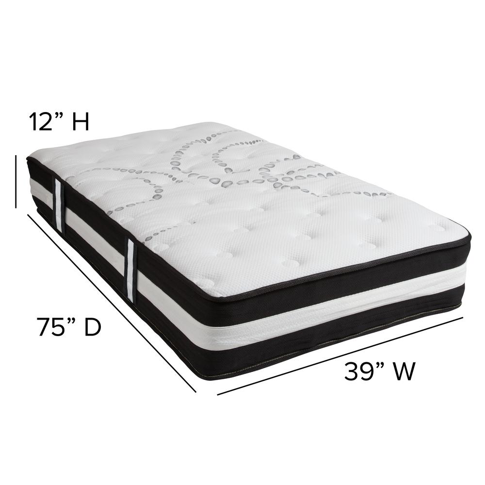 12 Inch CertiPUR-US Certified Hybrid Pocket Spring Mattress, Twin Mattress in a Box. Picture 2