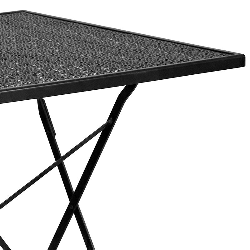 Commercial Grade 28" Square Black Indoor-Outdoor Steel Folding Patio Table. Picture 7