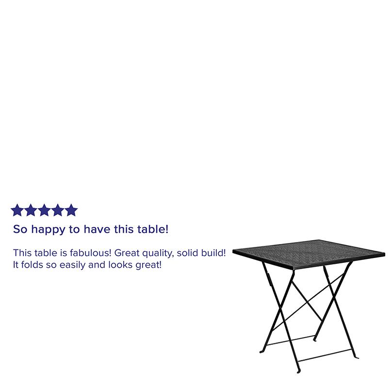Commercial Grade 28" Square Black Indoor-Outdoor Steel Folding Patio Table. Picture 4