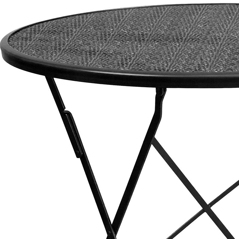 Commercial Grade 30" Round Black Indoor-Outdoor Steel Folding Patio Table. Picture 7