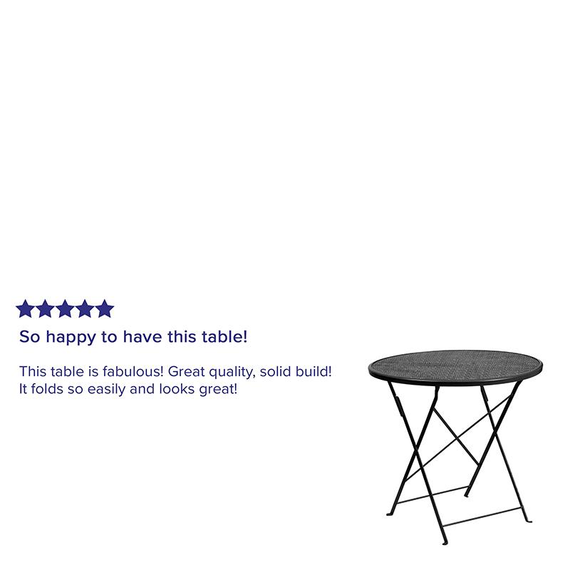 Commercial Grade 30" Round Black Indoor-Outdoor Steel Folding Patio Table. Picture 4