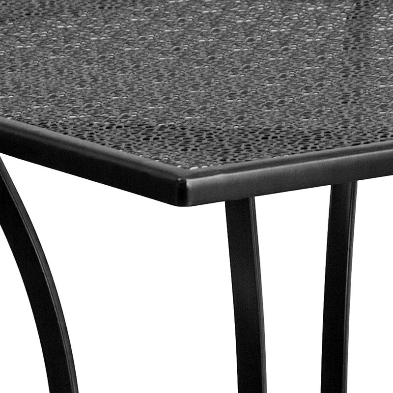 Commercial Grade 28" Square Black Indoor-Outdoor Steel Patio Table. Picture 3