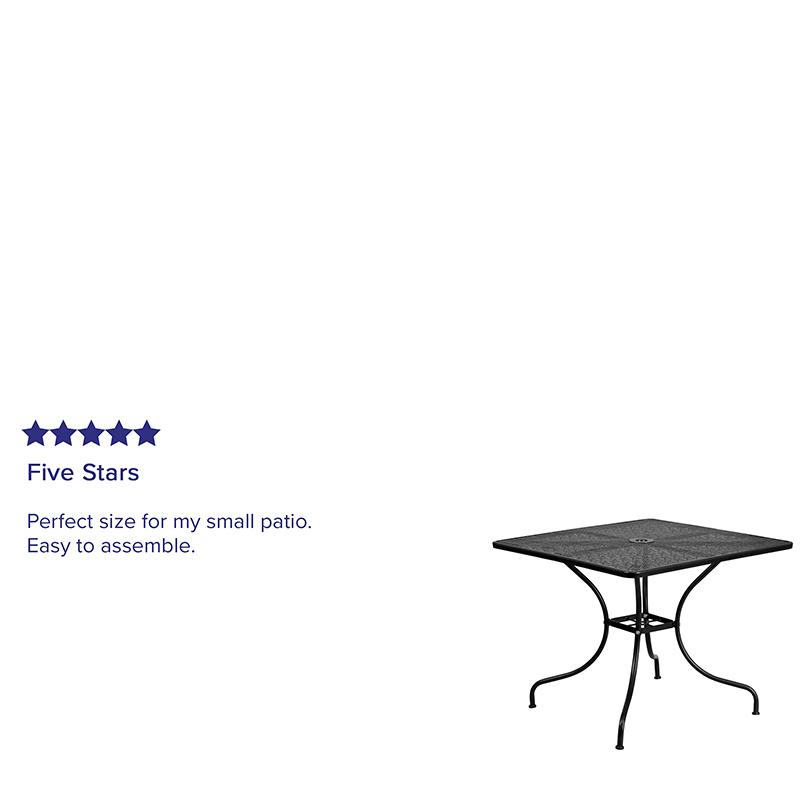 Commercial Grade 35.5" Square Black Indoor-Outdoor Steel Patio Table. Picture 4