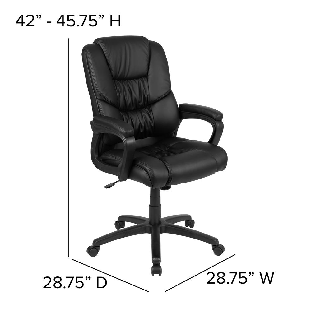 Flash Fundamentals Big & Tall 400 lb. Rated Black LeatherSoft Swivel Office Chair with Padded Arms, BIFMA Certified. Picture 2