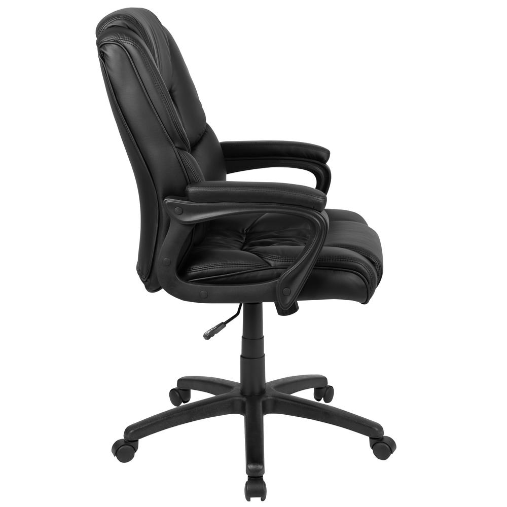 Flash Fundamentals Big & Tall 400 lb. Rated Black LeatherSoft Swivel Office Chair with Padded Arms, BIFMA Certified. Picture 3