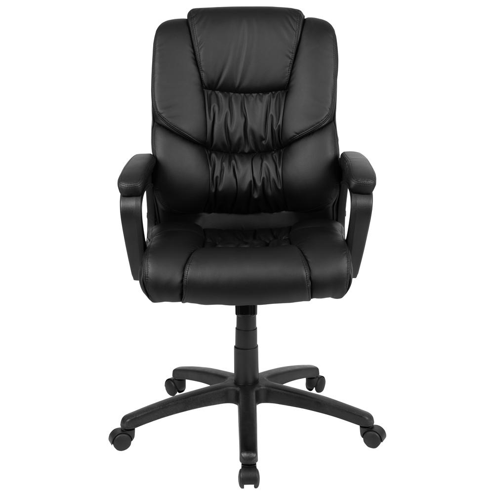 Flash Fundamentals Big & Tall 400 lb. Rated Black LeatherSoft Swivel Office Chair with Padded Arms, BIFMA Certified. Picture 5