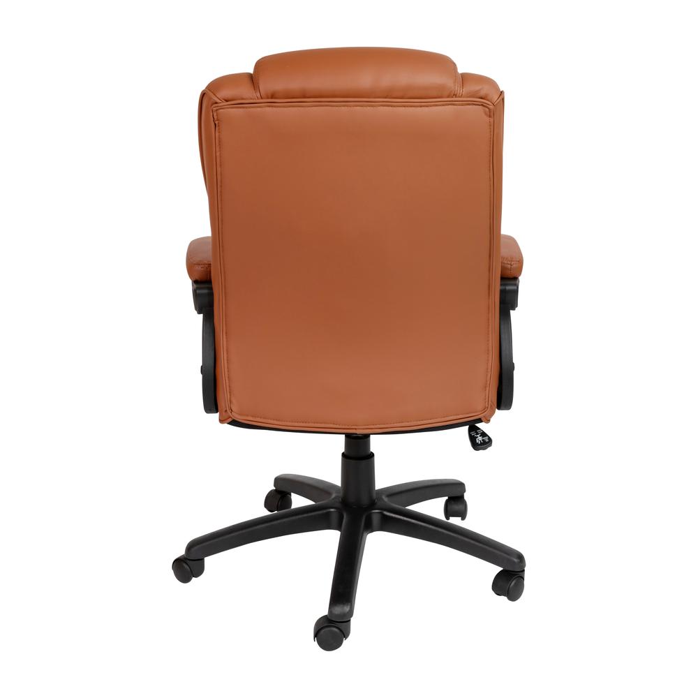 Flash Fundamentals Big & Tall 400 lb. Rated Brown LeatherSoft Swivel Office Chair with Padded Arms, BIFMA Certified. Picture 6