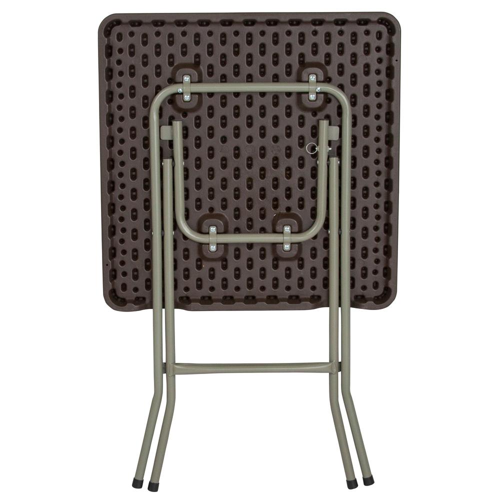 1.95-Foot Square Brown Rattan Plastic Folding Table. Picture 2