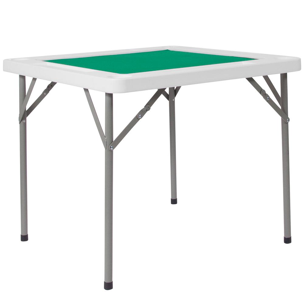 34.5" Square 4-Player Folding Card Game Table with Green Playing Surface and Cup Holders. Picture 1