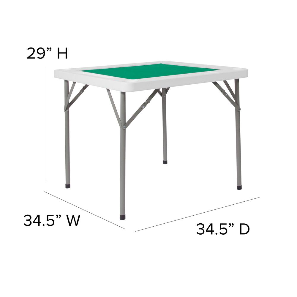34.5" Square 4-Player Folding Card Game Table with Green Playing Surface and Cup Holders. Picture 2