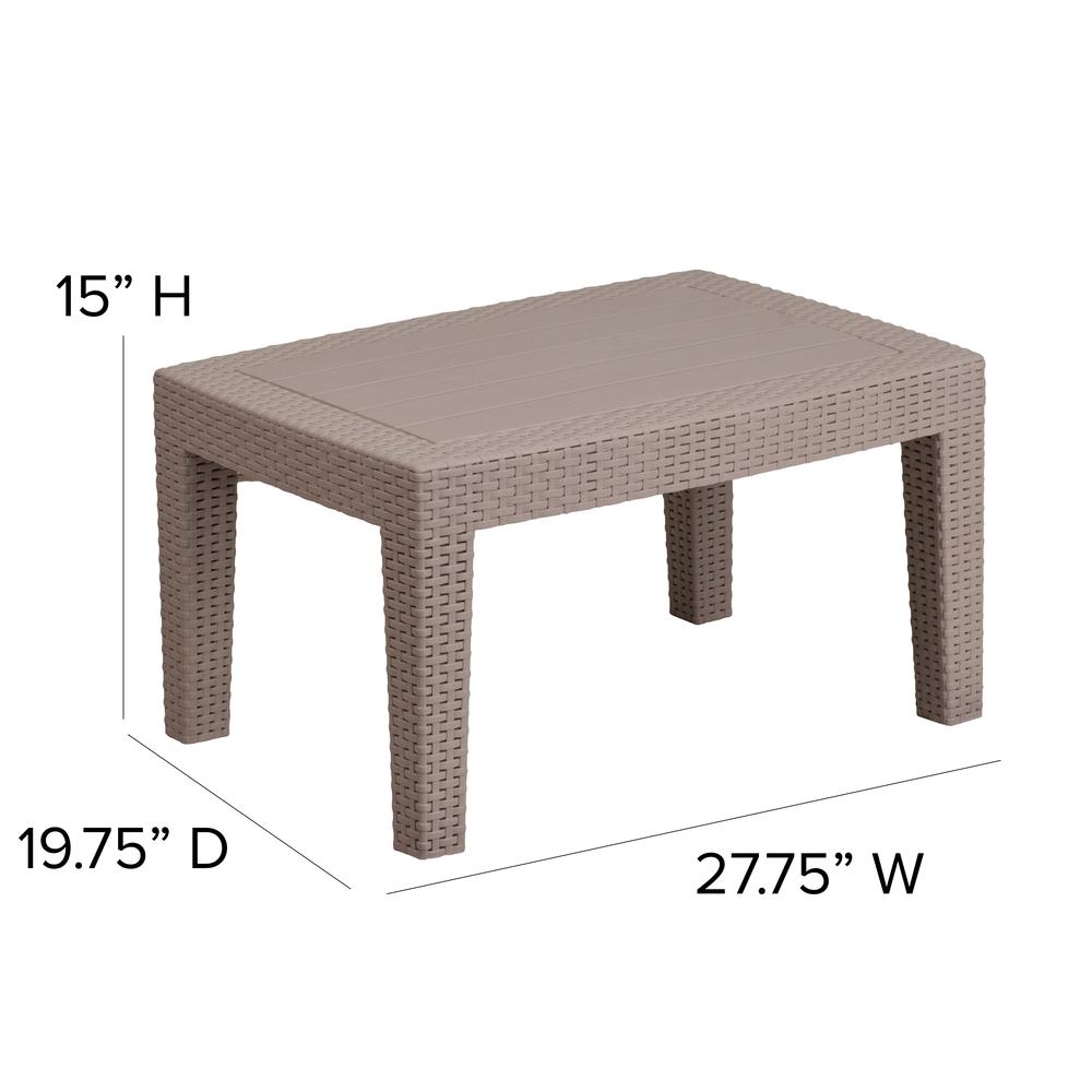 Light Gray Faux Rattan Coffee Table. Picture 2