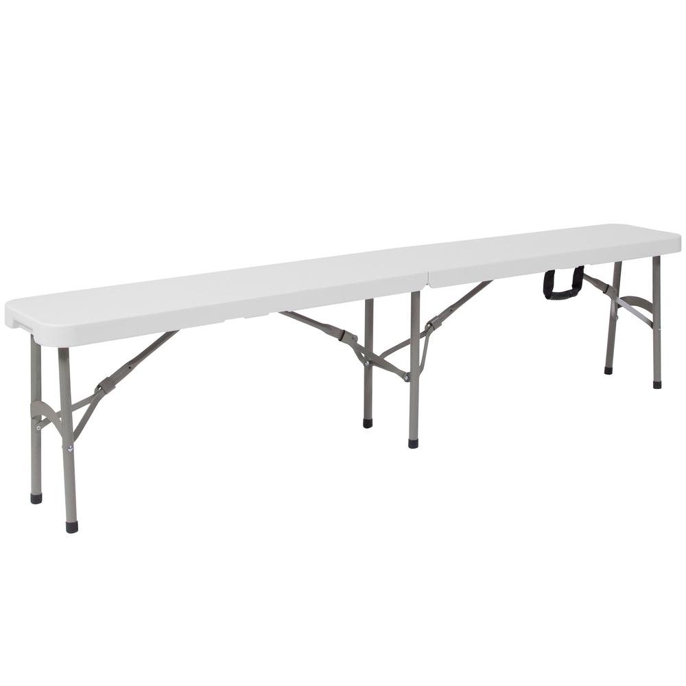 11''W x 72"L Bi-Fold Granite White Folding Bench with Carrying Handle. Picture 1