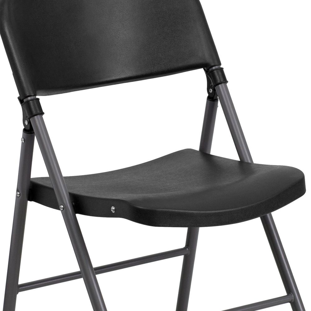 330 lb. Capacity Black Plastic Folding Chair with Charcoal Frame. Picture 16