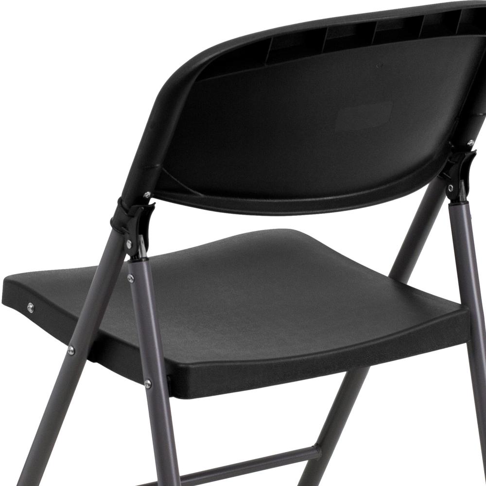 330 lb. Capacity Black Plastic Folding Chair with Charcoal Frame. Picture 17