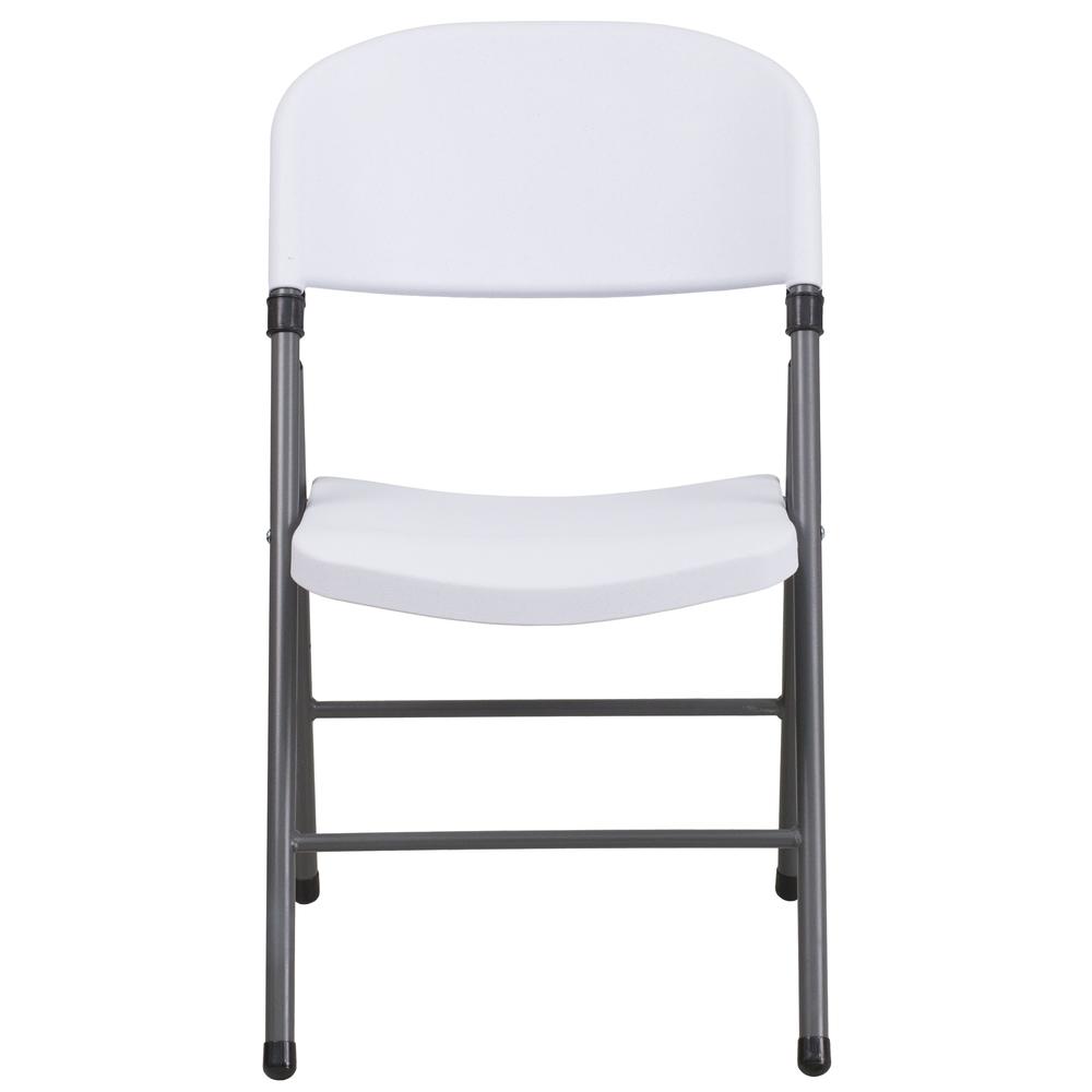 330 lb. Capacity Granite White Plastic Folding Chair with Charcoal Frame. Picture 14