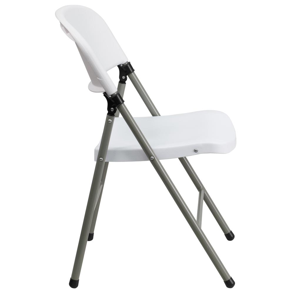 330 lb. Capacity White Plastic Folding Chair with Gray Frame. Picture 12