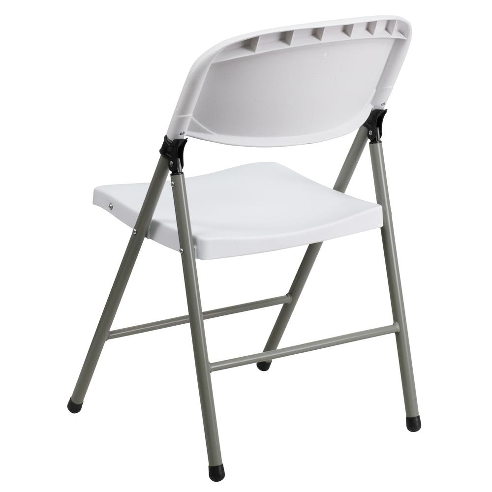 HERCULES Series 330 lb. Capacity White Plastic Folding Chair with Gray Frame. Picture 4