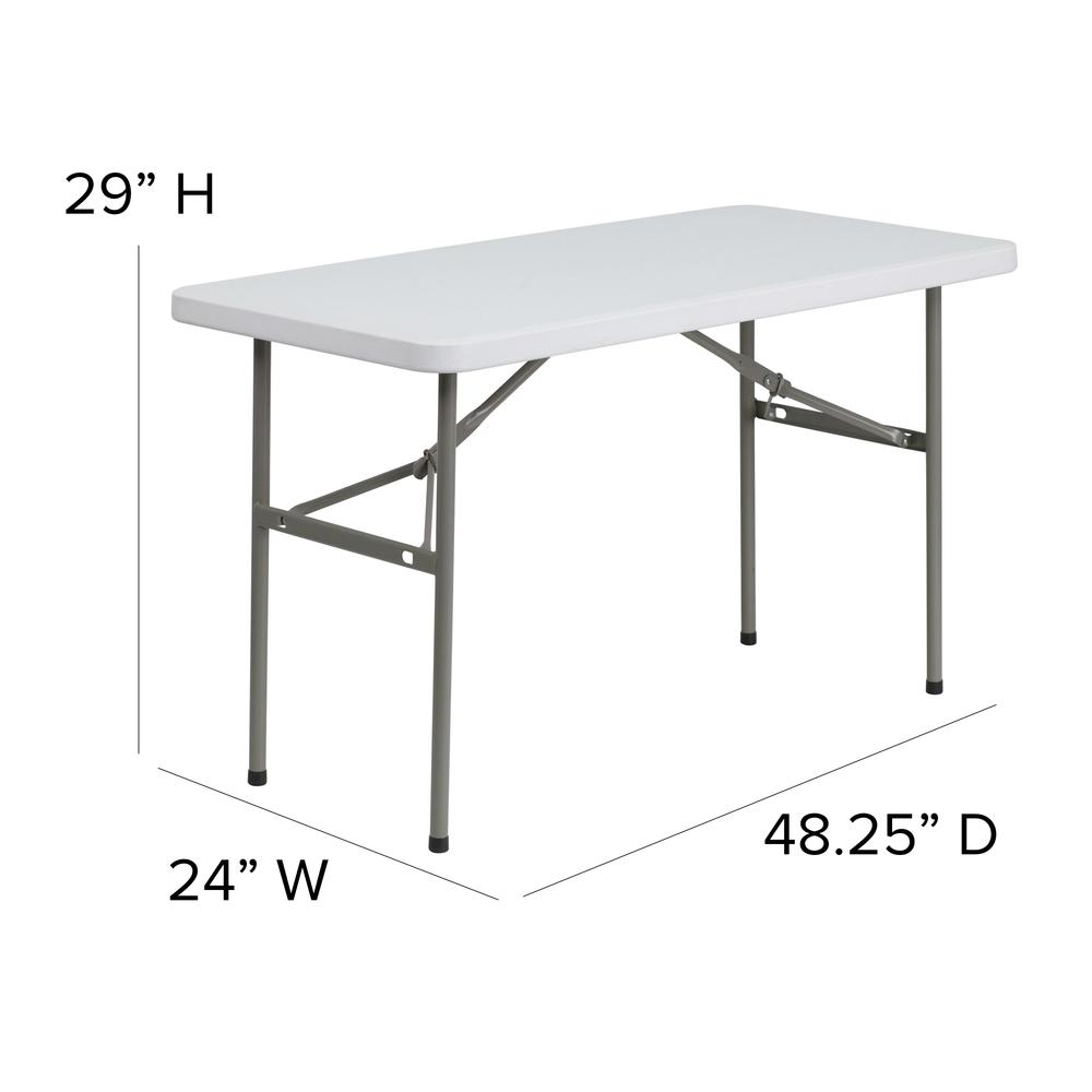4Foot Granite White Plastic Folding Table. Picture 2