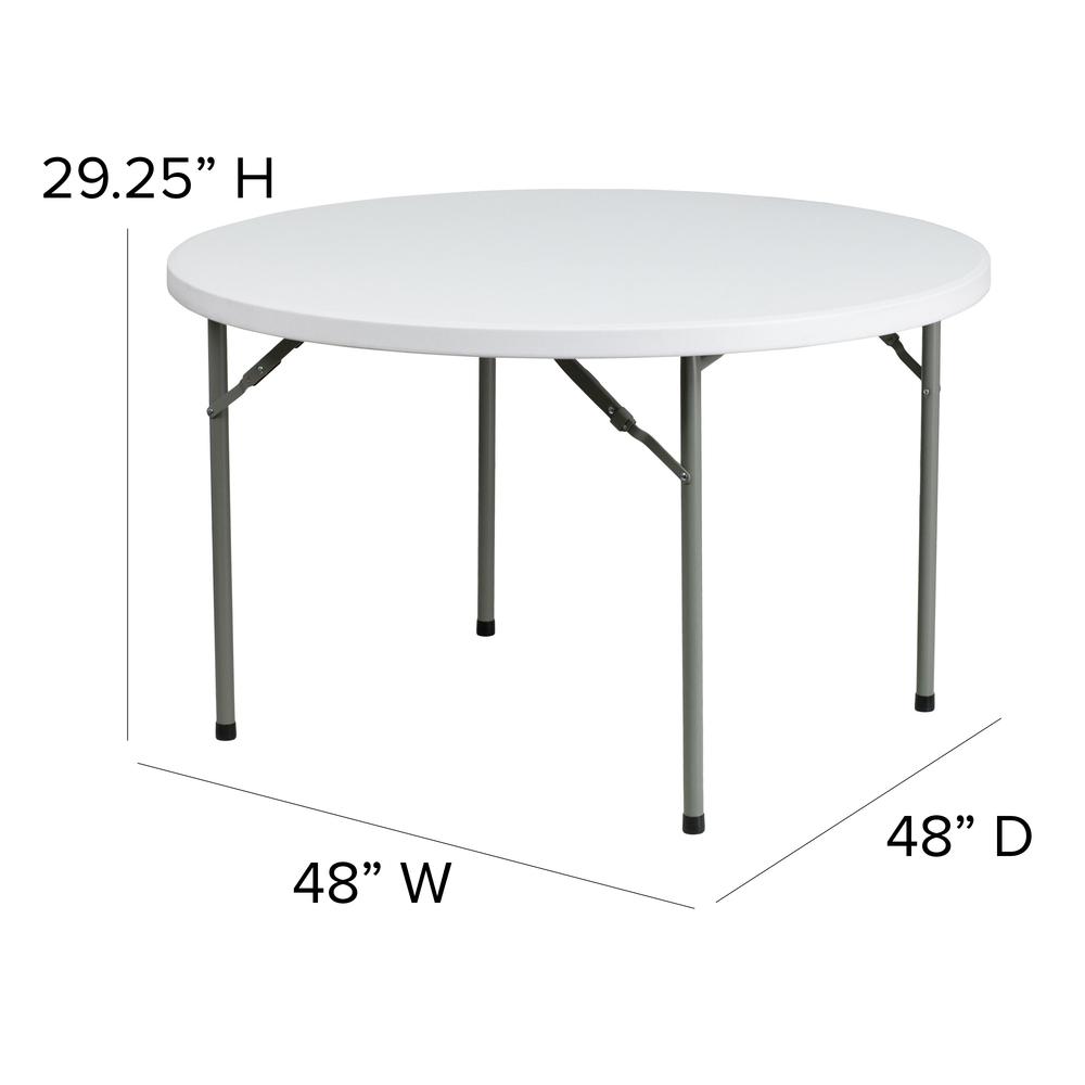 4Foot Round Granite White Plastic Folding Table. Picture 2