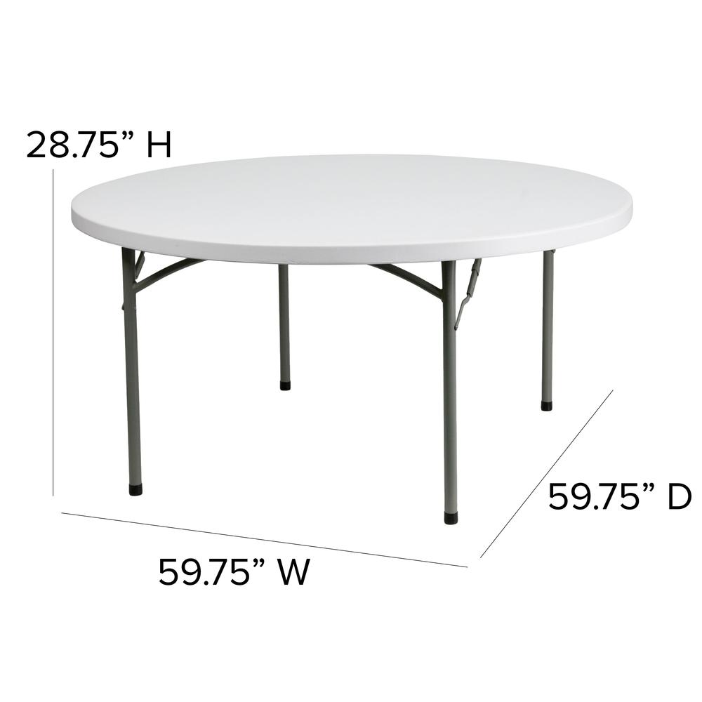 5-Foot Round Granite White Plastic Folding-Table. Picture 2