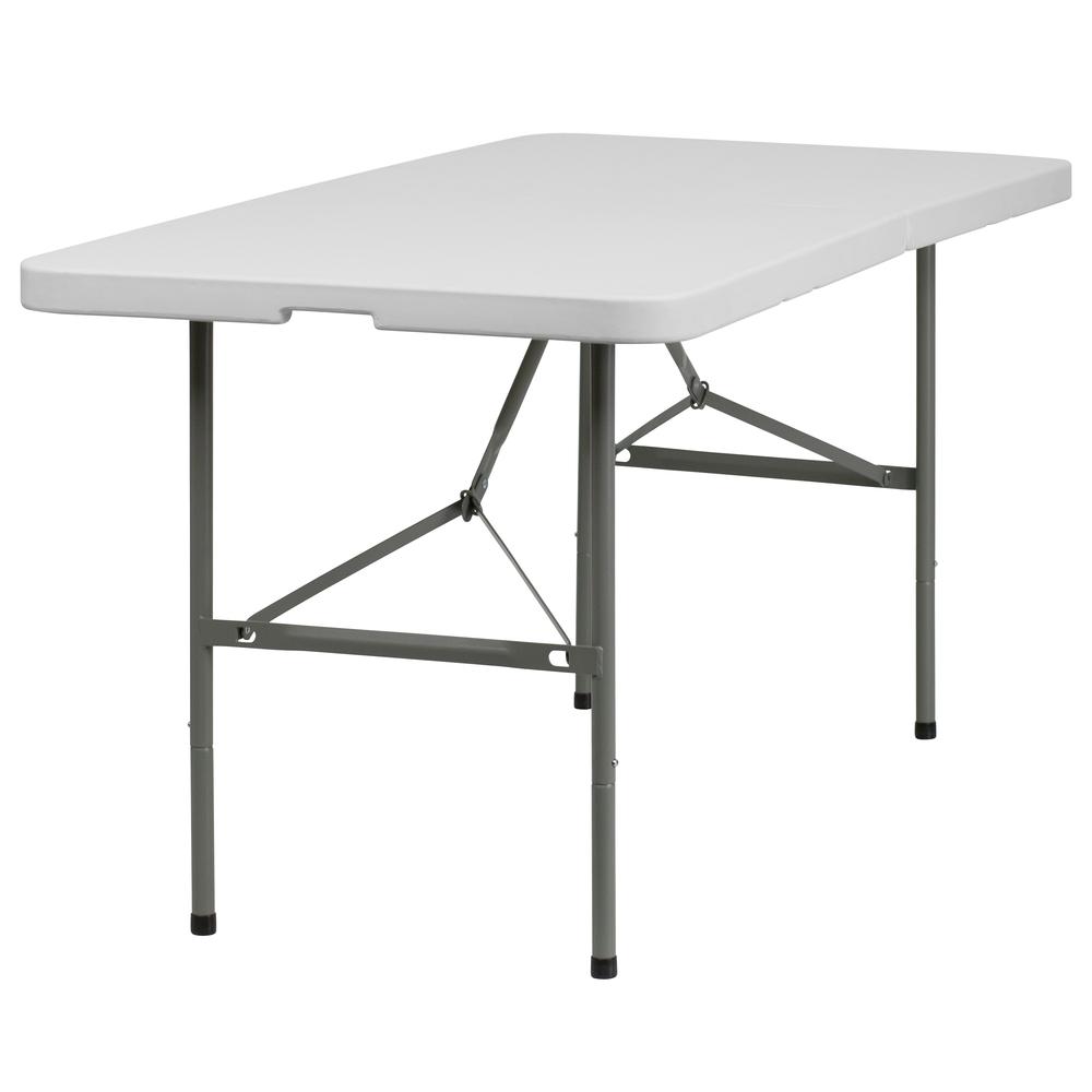 5-Foot Bi-Fold Granite White Plastic Folding Table. Picture 1