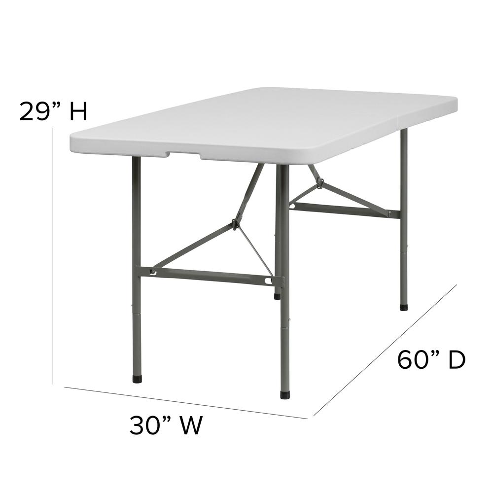5-Foot Bi-Fold Granite White Plastic Folding Table. Picture 2