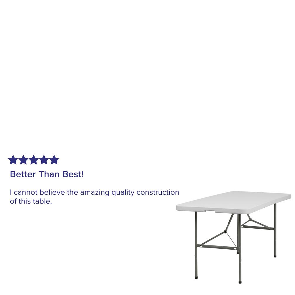 5-Foot Bi-Fold Granite White Plastic Folding Table. Picture 5