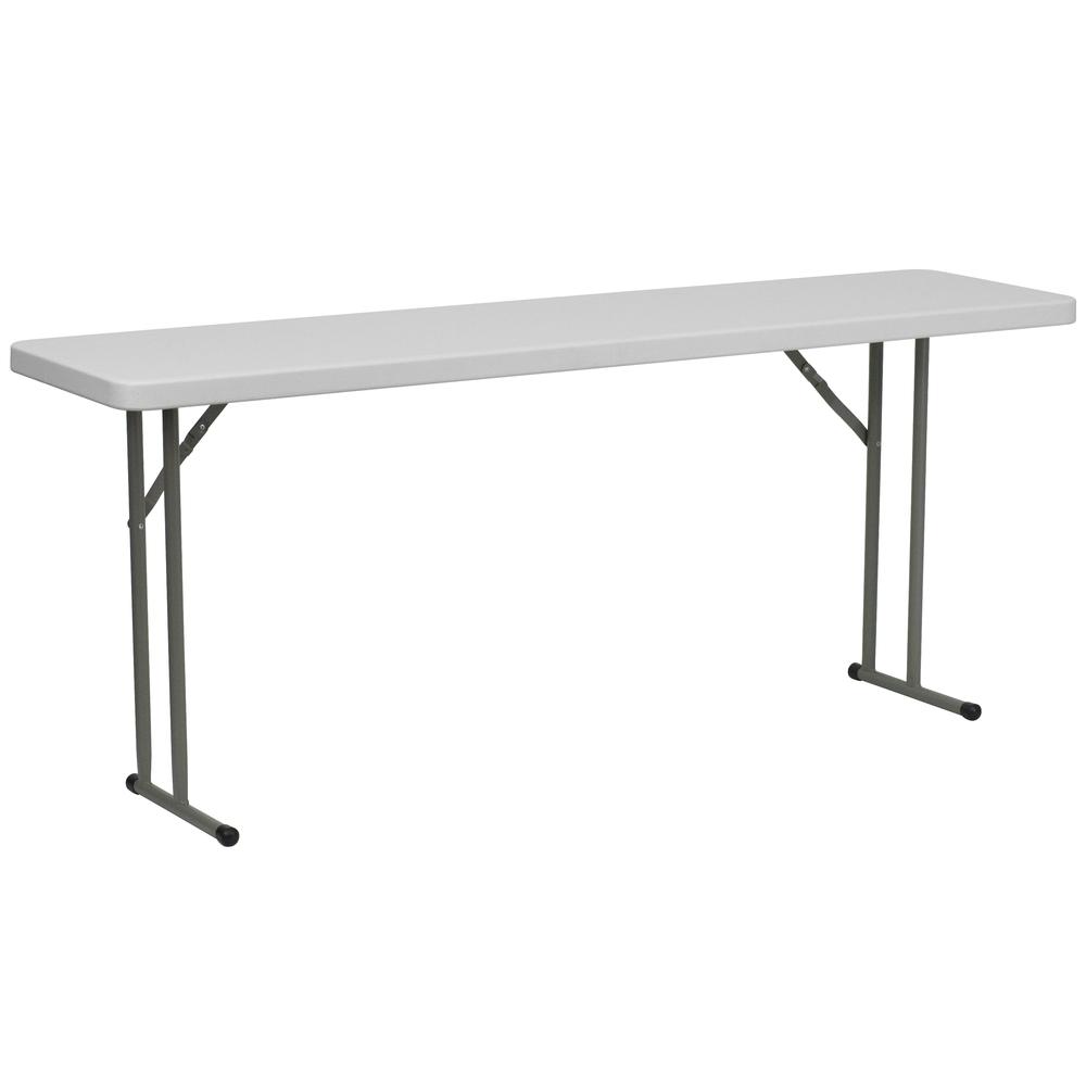 6-Foot Granite White Plastic Folding Training Table. The main picture.