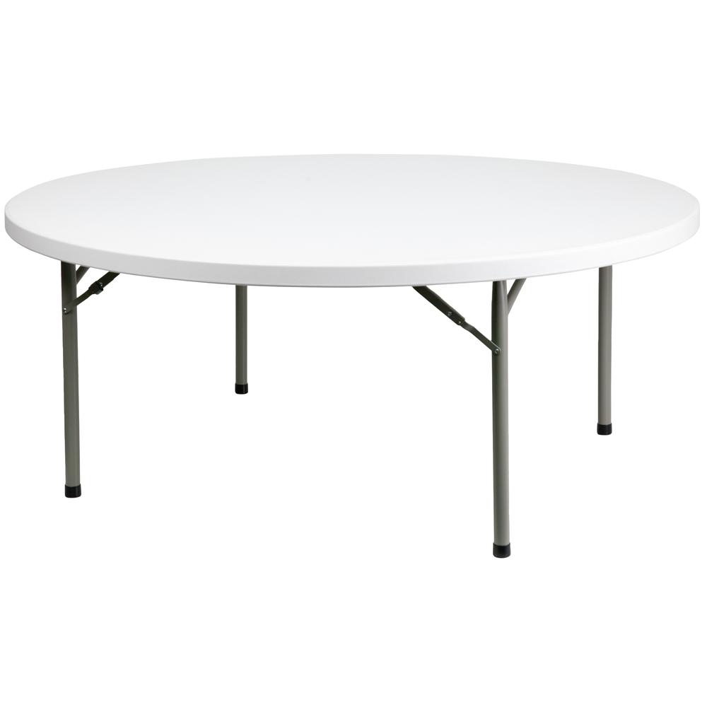 6Foot Round Granite White Plastic Folding Table. Picture 1