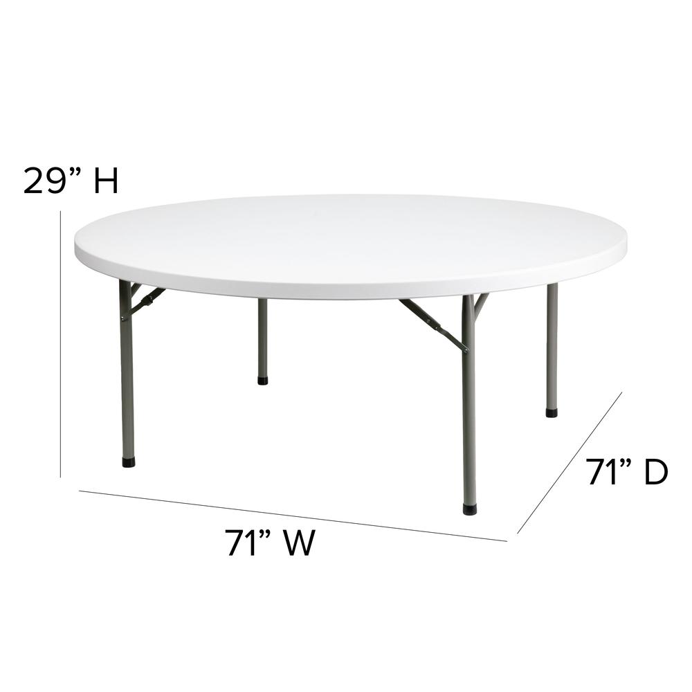 6Foot Round Granite White Plastic Folding Table. Picture 2