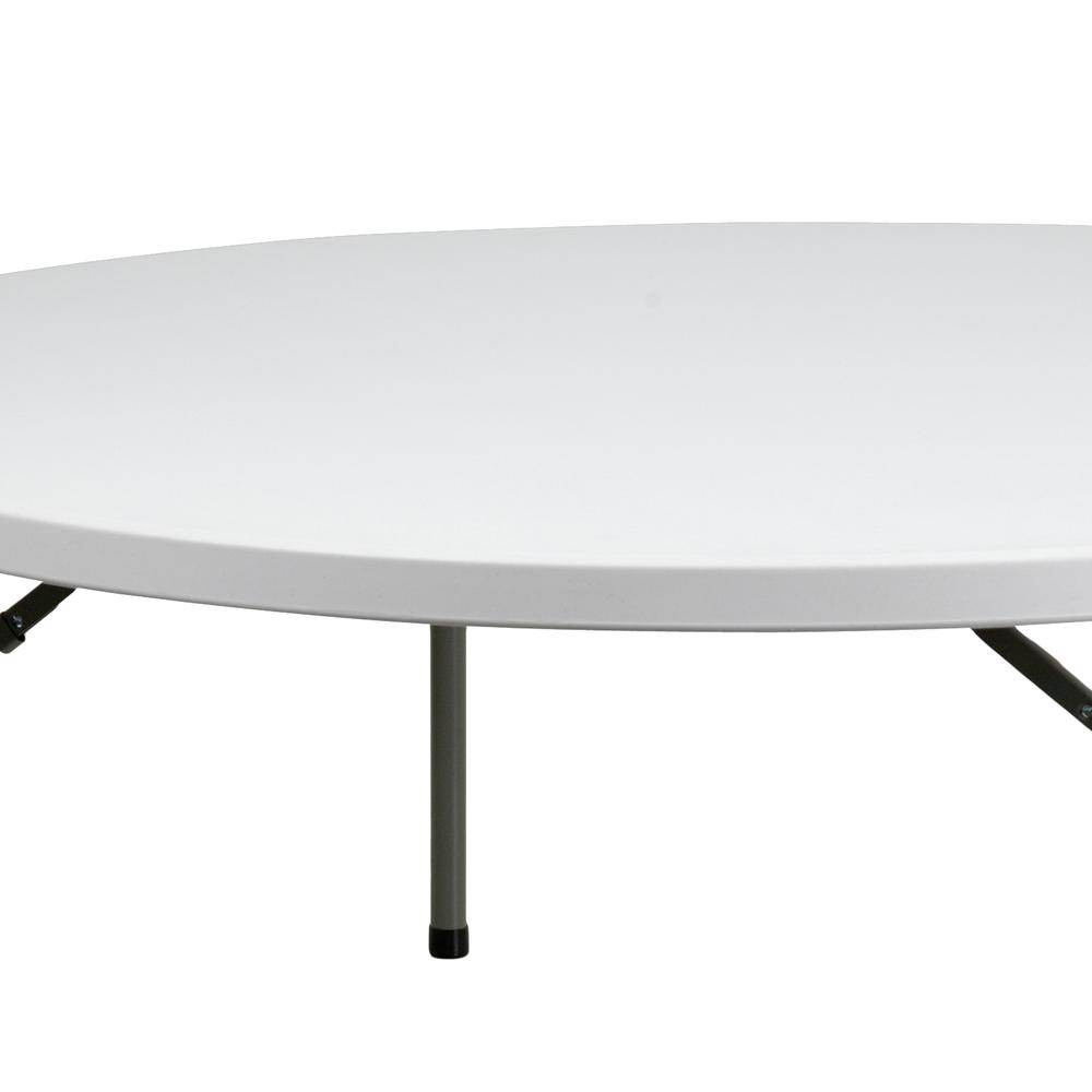6Foot Round Granite White Plastic Folding Table. Picture 5