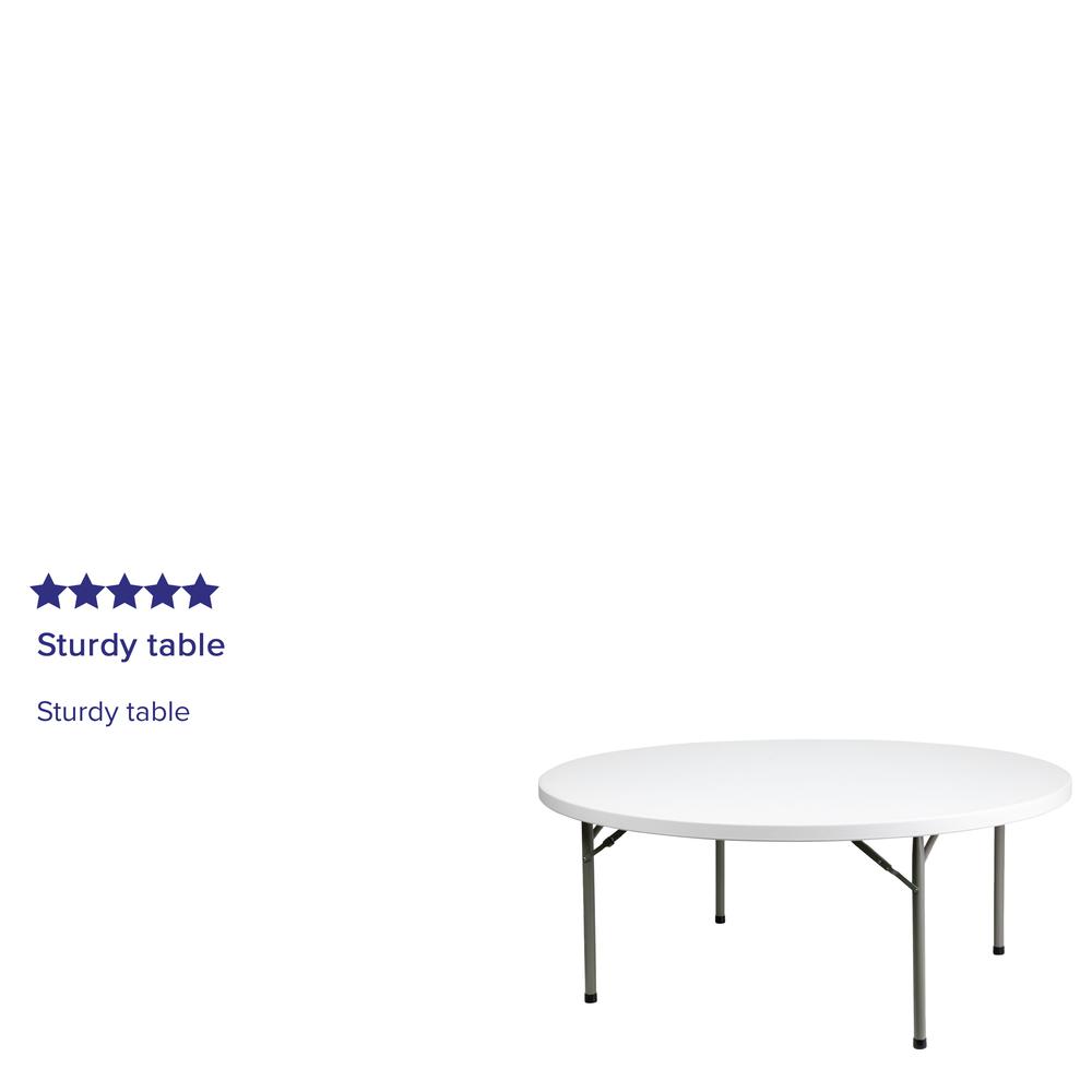 6Foot Round Granite White Plastic Folding Table. Picture 8