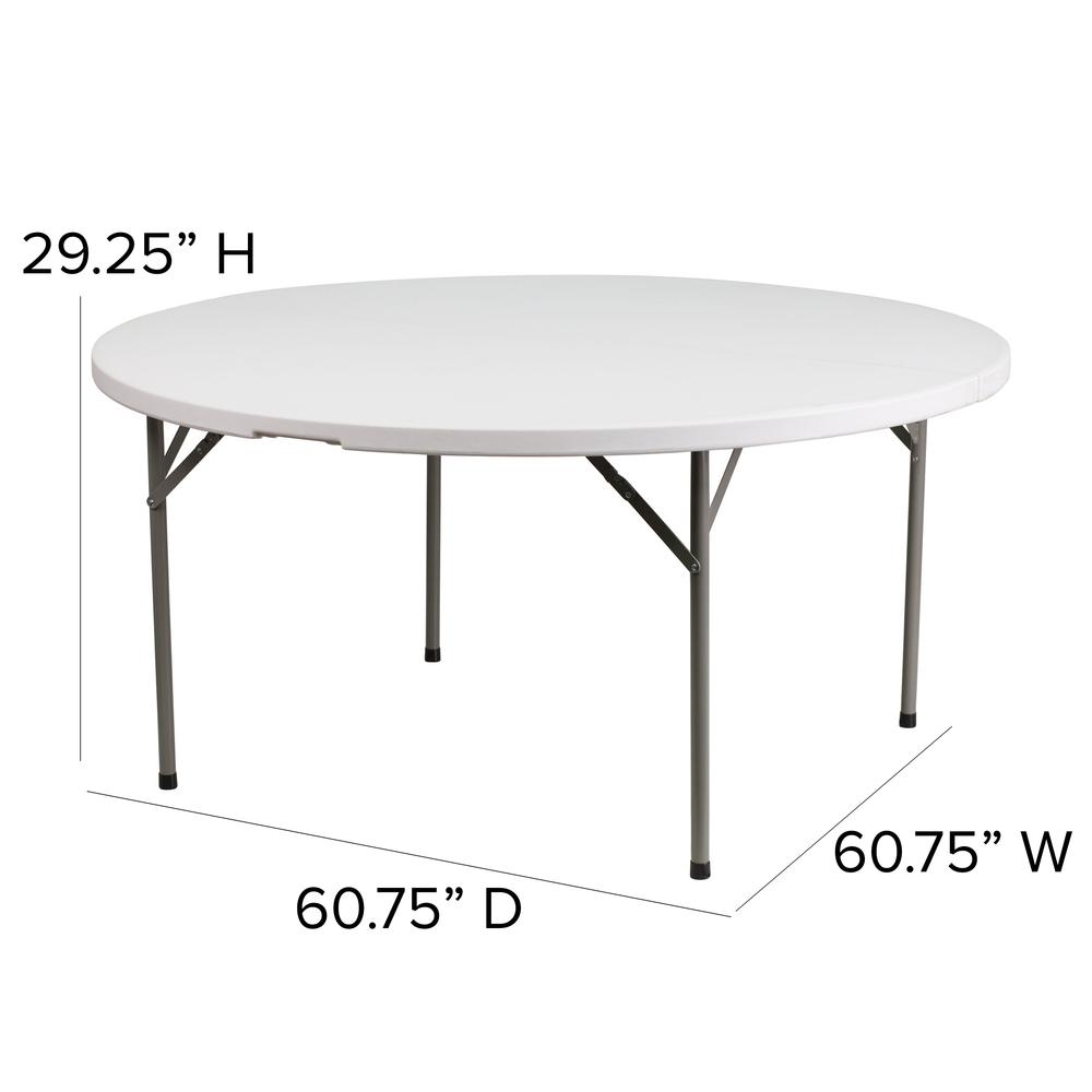 5Foot Round Granite White Plastic Folding Table. Picture 2