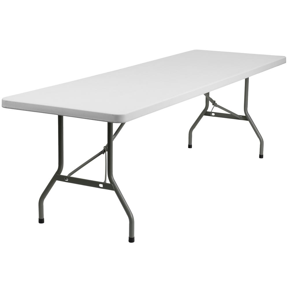 8Foot Granite White Plastic Folding Table. Picture 1