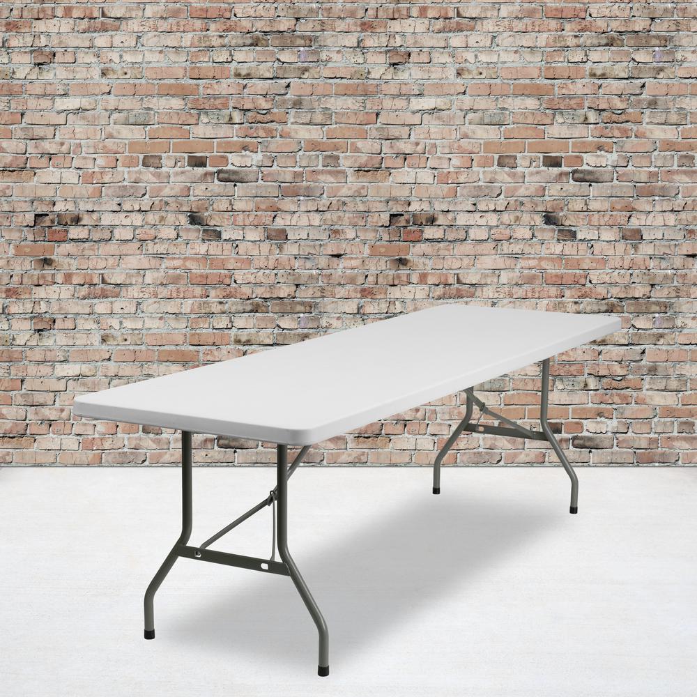 8Foot Granite White Plastic Folding Table. Picture 5