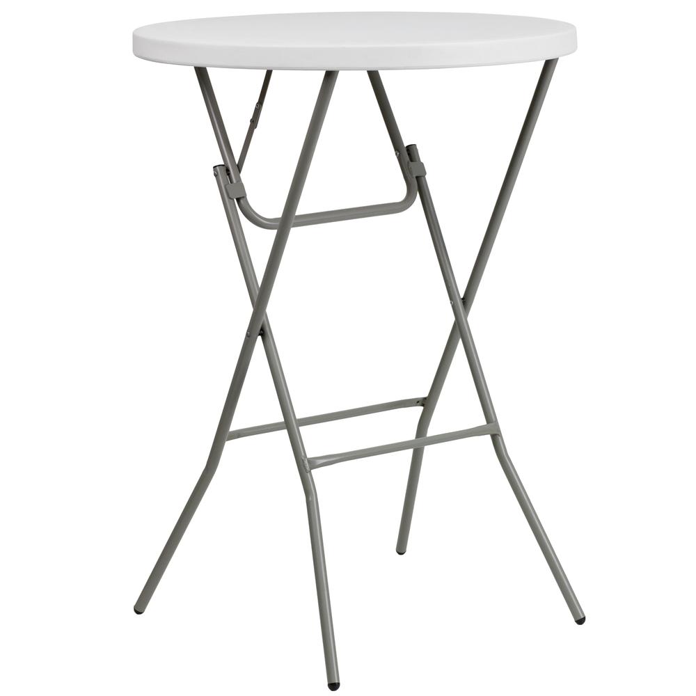 2.6-Foot Round Granite White Plastic Bar Height Folding Table. Picture 1