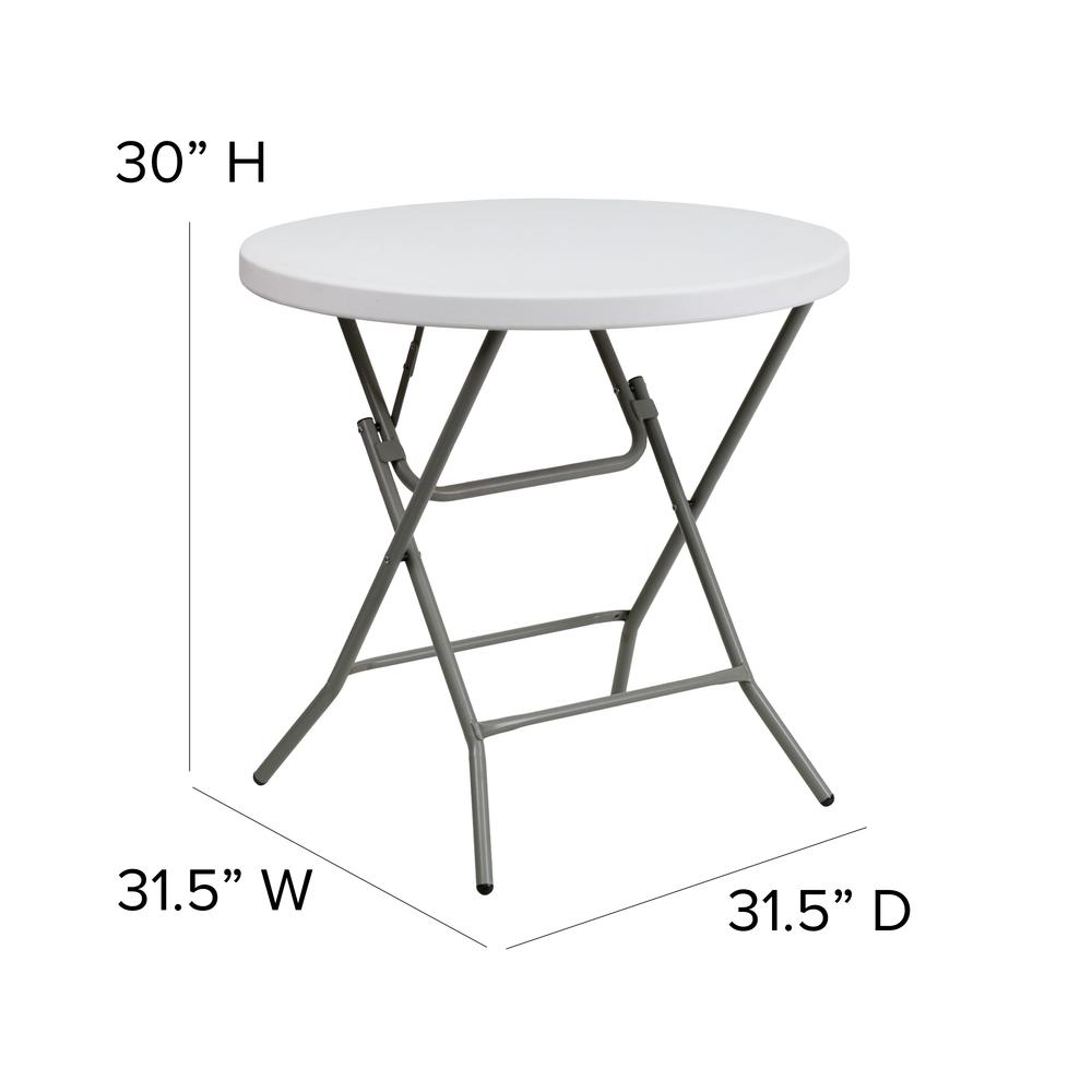 2.63 Foot Round Granite White Plastic Folding Table. Picture 2