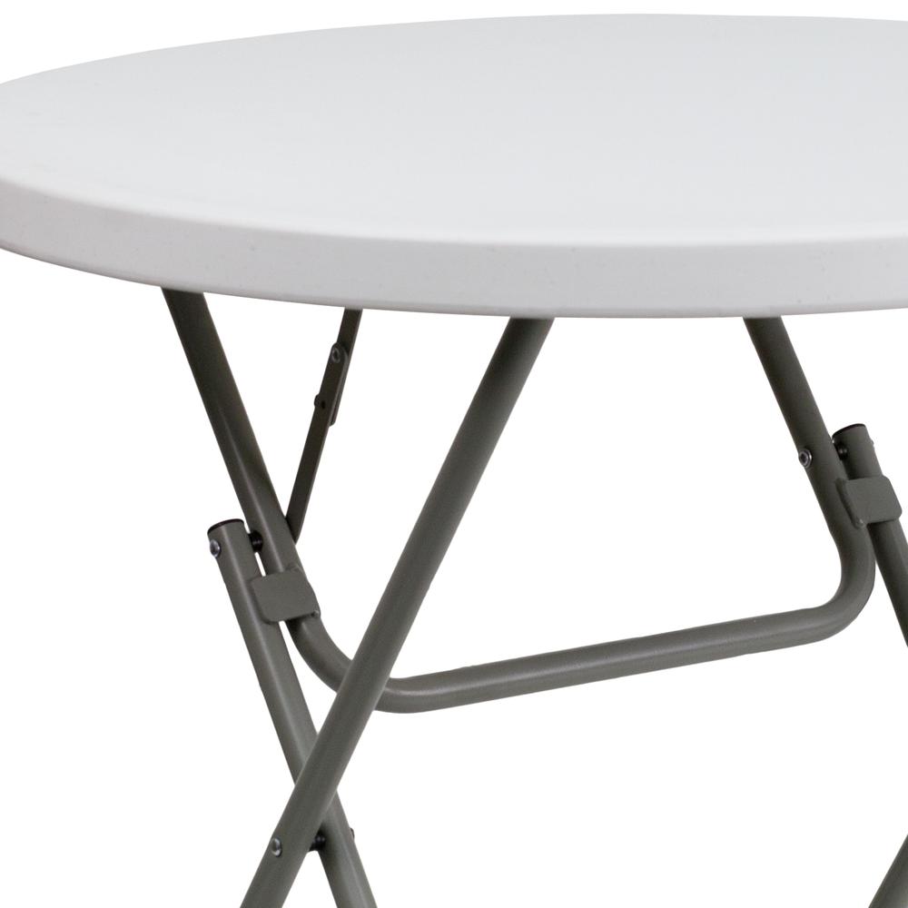 2.63 Foot Round Granite White Plastic Folding Table. Picture 5