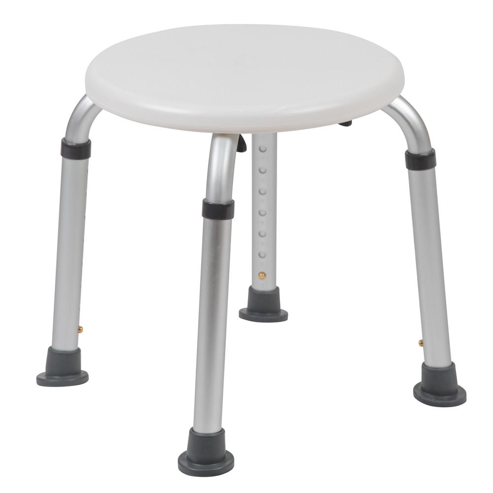 Tool-Free and Quick Assembly, 300 Lb. Capacity, Adjustable White Bath & Shower Stool. Picture 1
