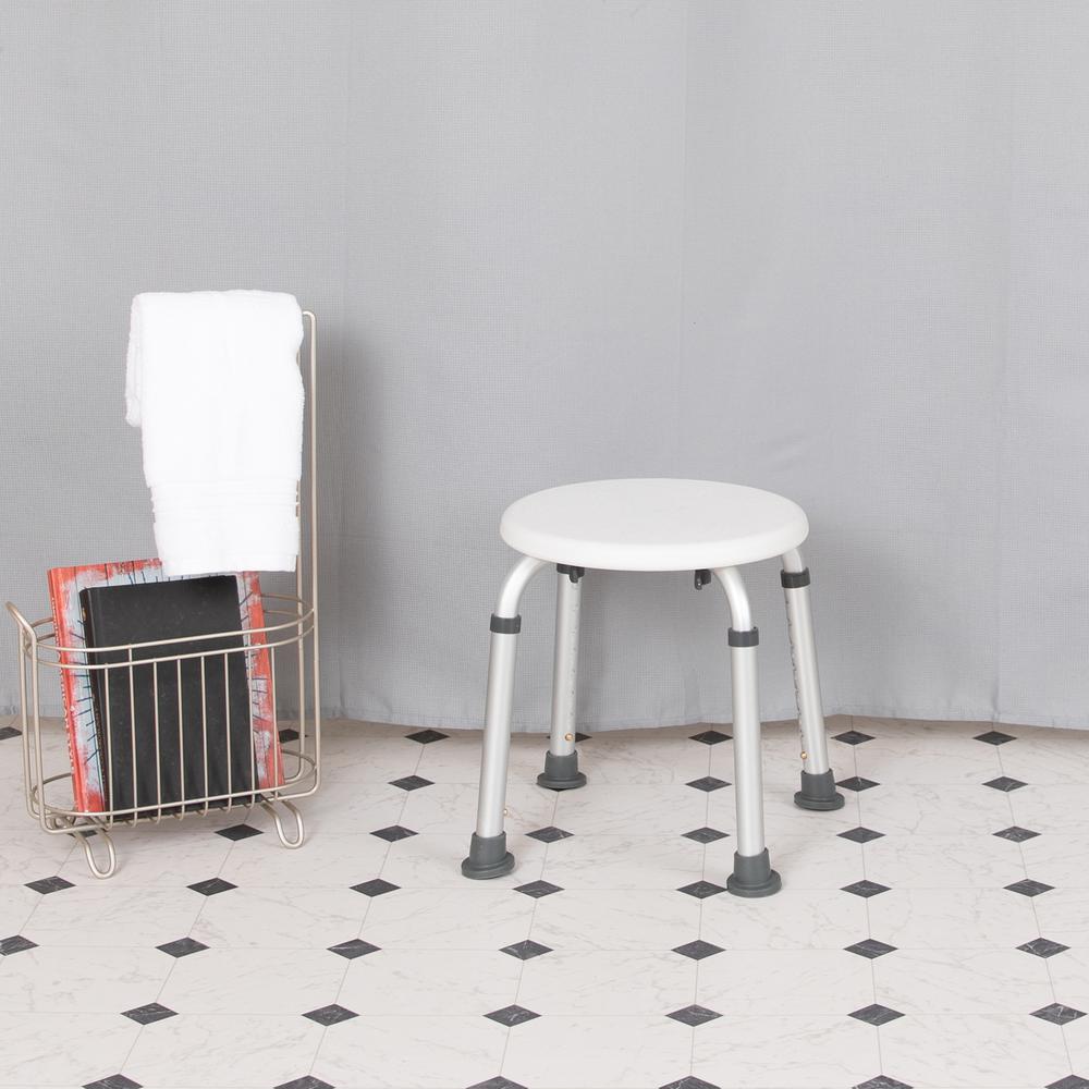 Tool-Free and Quick Assembly, 300 Lb. Capacity, Adjustable White Bath & Shower Stool. Picture 12