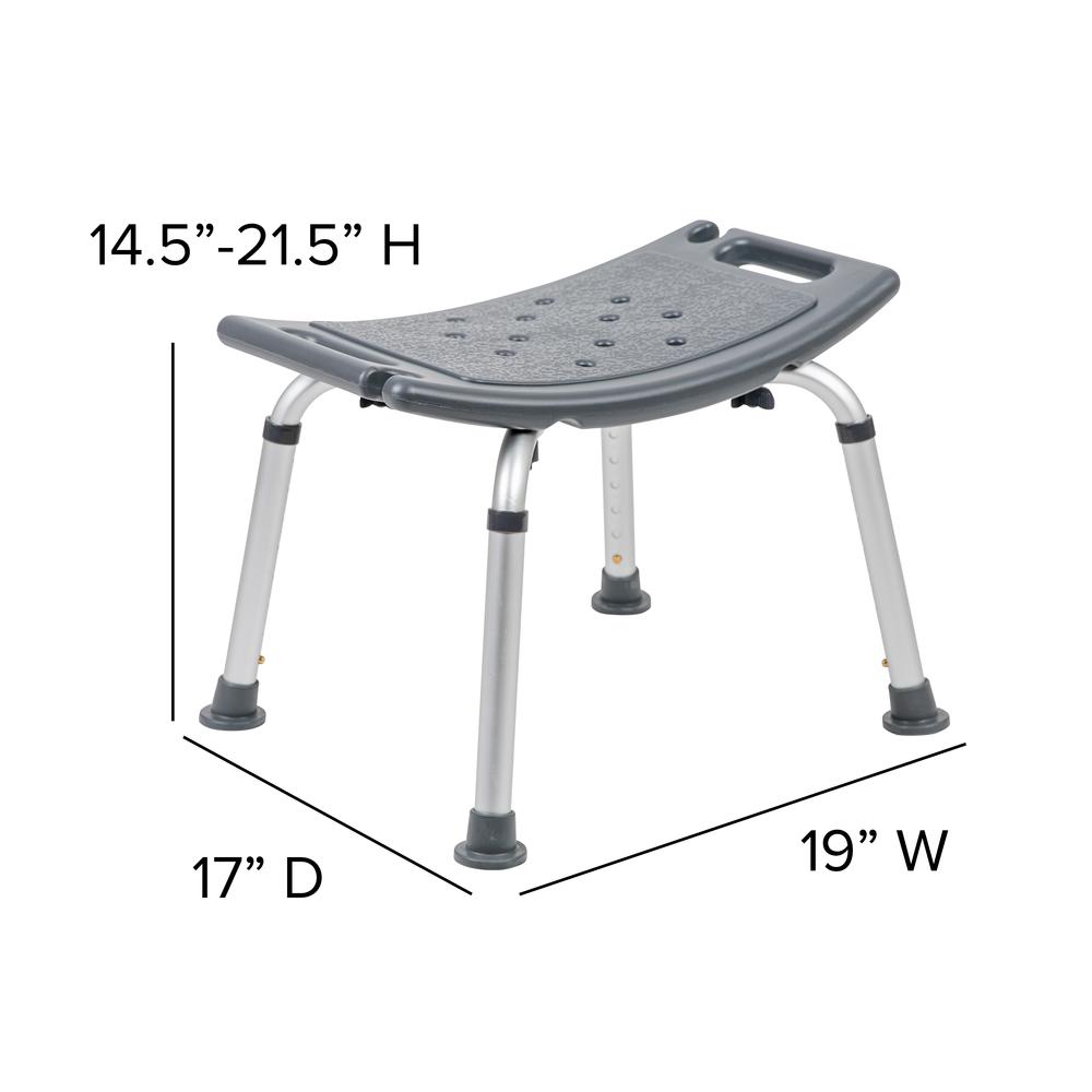 Tool-Free and Quick Assembly, 300 Lb. Capacity, Adjustable Gray Bath & Shower Chair with Non-slip Feet. Picture 3