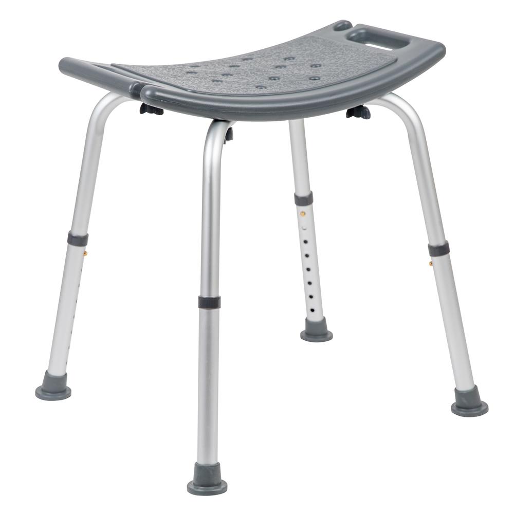 Tool-Free and Quick Assembly, 300 Lb. Capacity, Adjustable Gray Bath & Shower Chair with Non-slip Feet. Picture 5