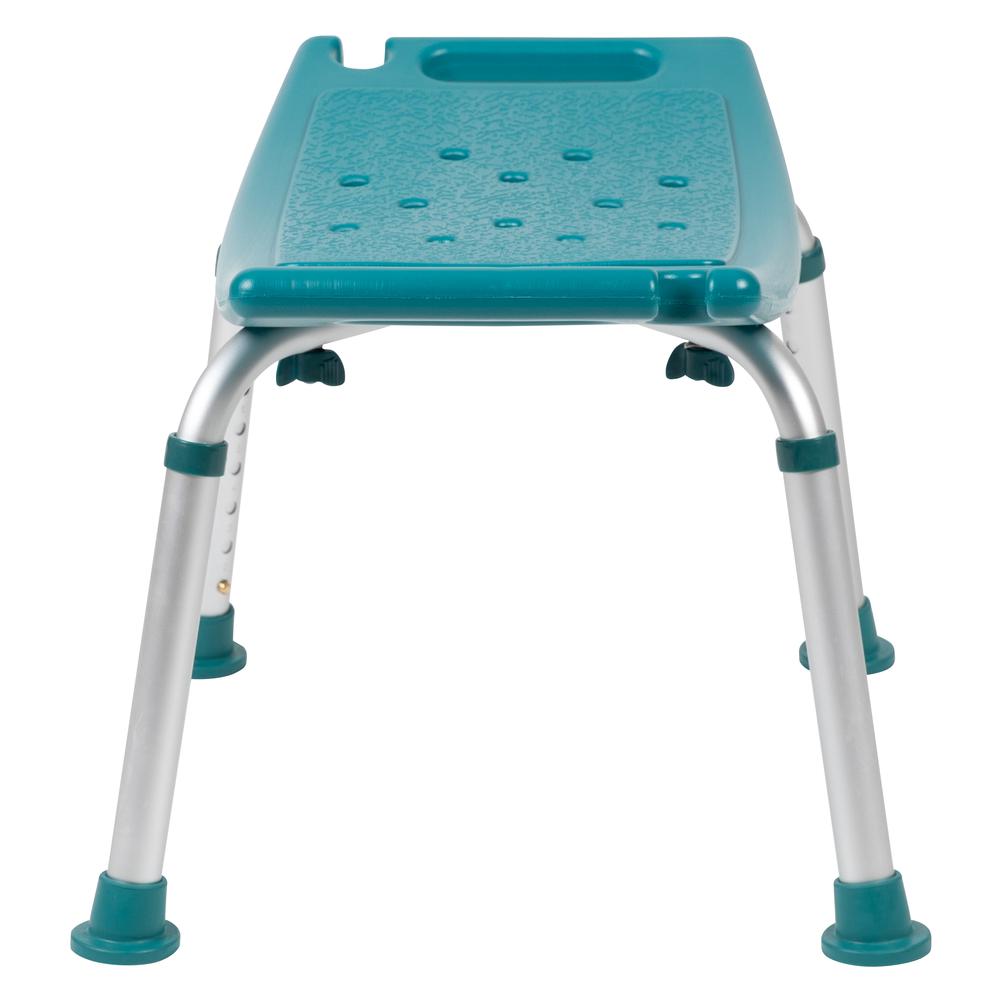 Tool-Free and Quick Assembly, 300 Lb. Capacity, Adjustable Teal Bath & Shower Chair with Non-slip Feet. Picture 4
