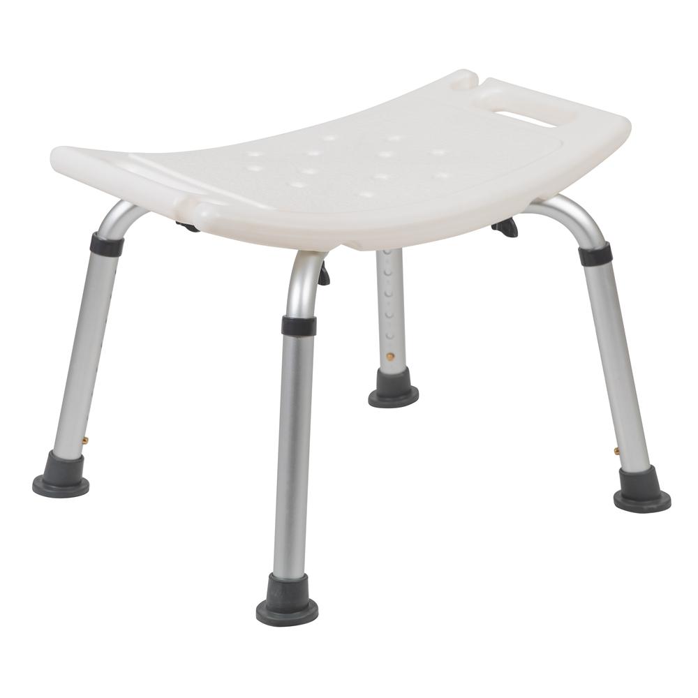 Tool-Free and Quick Assembly, 300 Lb. Capacity, Adjustable White Bath & Shower Chair with Non-slip Feet. Picture 1