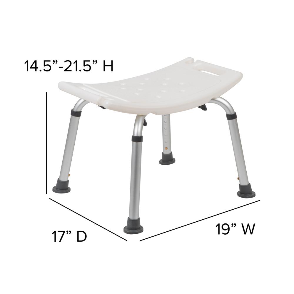 Tool-Free and Quick Assembly, 300 Lb. Capacity, Adjustable White Bath & Shower Chair with Non-slip Feet. Picture 3