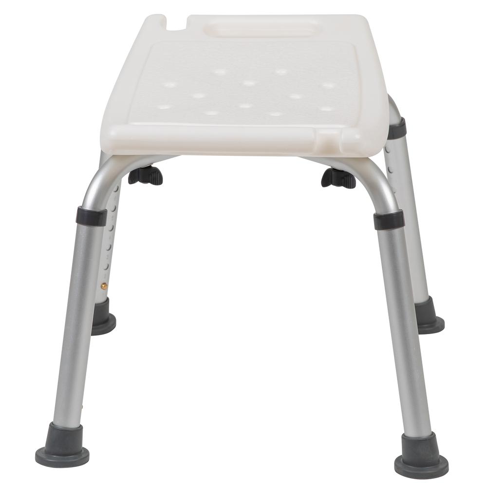Tool-Free and Quick Assembly, 300 Lb. Capacity, Adjustable White Bath & Shower Chair with Non-slip Feet. Picture 4