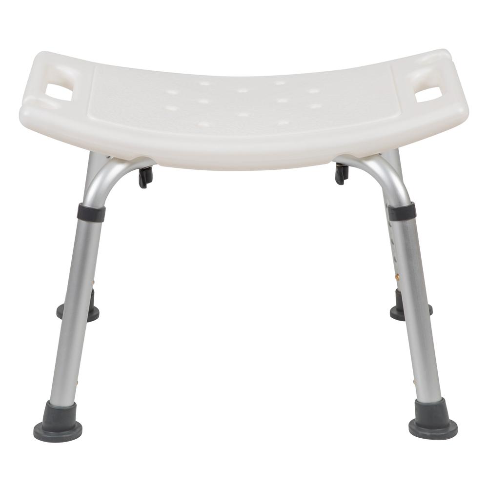 Tool-Free and Quick Assembly, 300 Lb. Capacity, Adjustable White Bath & Shower Chair with Non-slip Feet. Picture 6